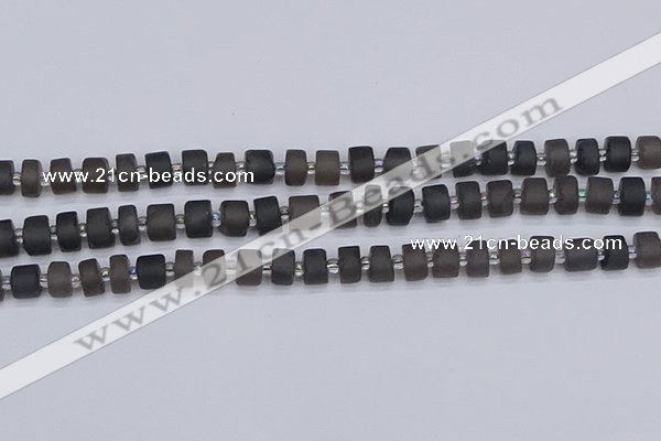 CRB512 15.5 inches 5*8mm tyre matte ice black obsidian beads