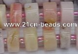 CRB545 15.5 inches 7*14mm tyre natural pink opal gemstone beads