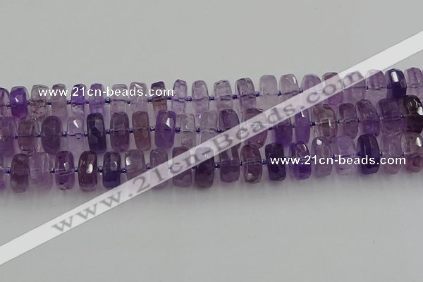 CRB569 15.5 inches 8*18mm faceted rondelle amethyst beads