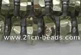 CRB599 15.5 inches 8*14mm faceted rondelle pyrite beads