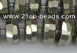 CRB601 15.5 inches 8*18mm faceted rondelle pyrite beads