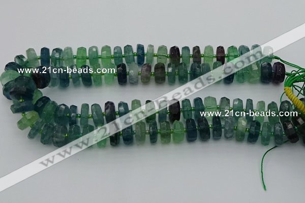CRB617 15.5 inches 8*16mm faceted rondelle fluorite beads