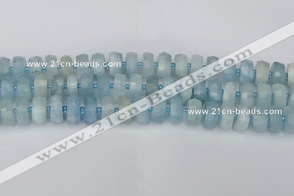 CRB804 15.5 inches 8*14mm faceted rondelle aquamarine beads