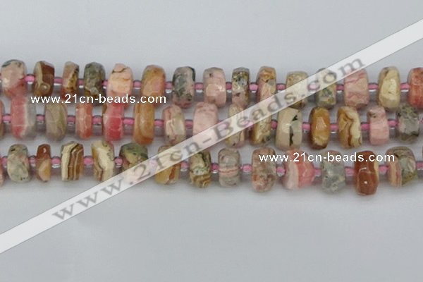 CRB838 15.5 inches 8*18mm faceted rondelle rhodochrosite beads