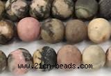 CRD366 15 inches 6mm round matte rhodonite beads