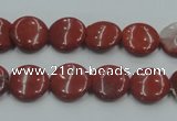 CRE06 16 inches 12mm flat round natural red jasper beads wholesale