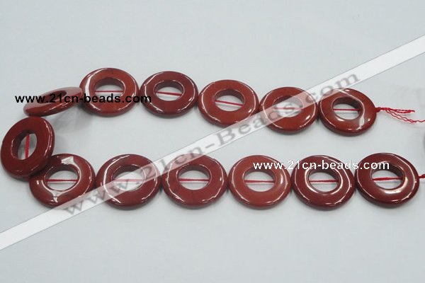CRE22 16 inches 30mm donut natural red jasper beads wholesale