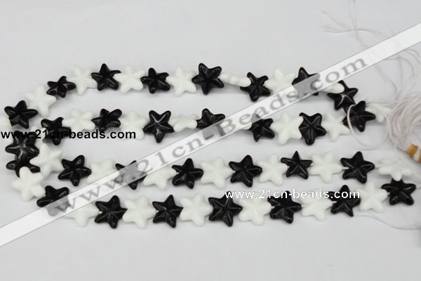 CRG23 15.5 inches 16*16mm star black & white agate gemstone beads