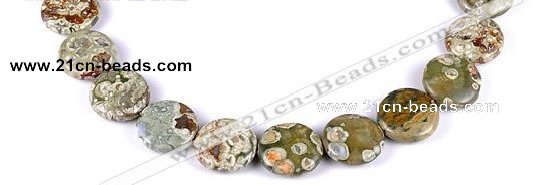 CRH08 different sizes coin sape natural rhyolite beads Wholesale