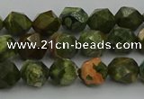 CRH161 15.5 inches 6mm faceted nuggets rhyolite gemstone beads