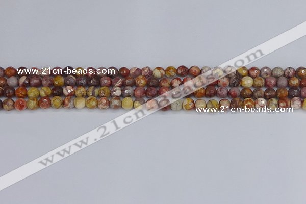 CRH518 15.5 inches 4mm faceted round rhyolite gemstone beads