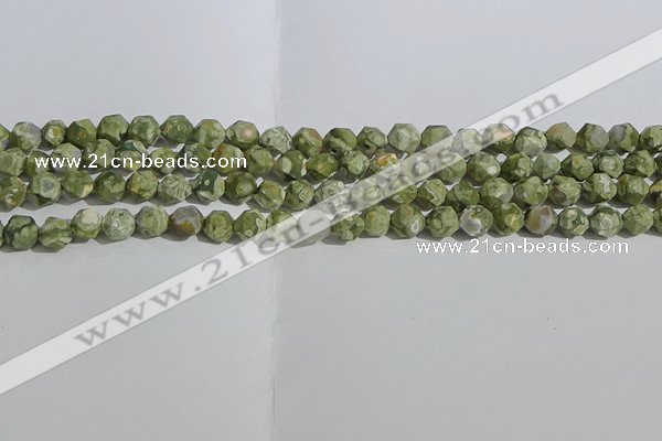 CRH553 15.5 inches 6mm faceted nuggets matte rhyolite gemstone beads