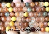CRH622 15 inches 8mm round red rabbit hair quartz beads wholesale