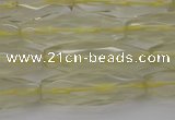 CRI03 15.5 inches 10*30mm faceted rice lemon quartz beads wholesale