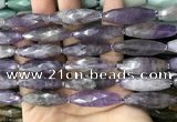 CRI118 15.5 inches 10*30mm faceted rice amethyst gemstone beads