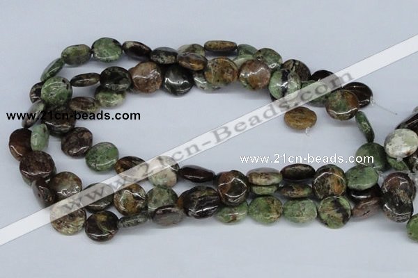 CRJ03 15.5 inches 16mm flat round african prase jasper beads wholesale