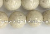 CRJ623 15.5 inches 10mm round white fossil jasper beads wholesale
