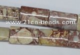 CRM07 15.5 inches 12*20mm flat tube red mud jasper beads wholesale