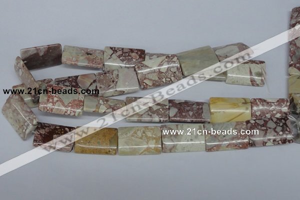 CRM09 15.5 inches 20*30mm flat tube red mud jasper beads wholesale
