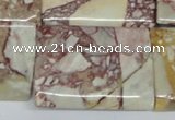 CRM10 15.5 inches 25*35mm flat tube red mud jasper beads wholesale