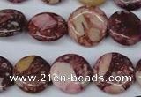 CRM53 15.5 inches 16mm flat round dyed red mud jasper wholesale