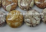 CRM95 15.5 inches 20mm flat round red mud jasper wholesale
