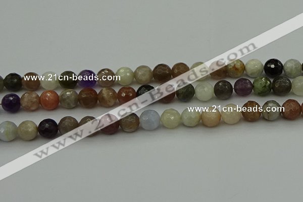 CRO1044 15.5 inches 12mm faceted round mixed gemstone beads