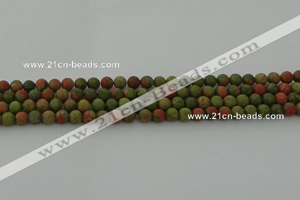 CRO1061 15.5 inches 6mm round matte unakite beads wholesale