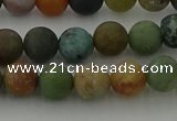 CRO1082 15.5 inches 8mm round matte Indian agate beads wholesale