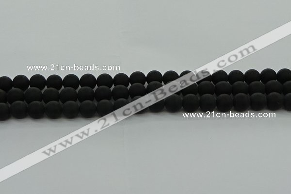 CRO1132 15.5 inches 8mm round matte black agate gemstone beads