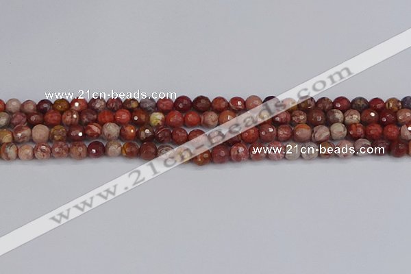 CRO1189 15.5 inches 6mm faceted round red porcelain beads