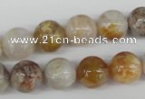CRO384 15.5 inches 14mm round bamboo leaf agate beads wholesale