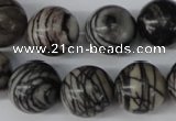 CRO451 15.5 inches 16mm round black water jasper beads wholesale