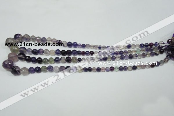 CRO731 15.5 inches 6mm – 14mm faceted round fluorite gemstone beads