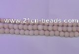 CRO792 15.5 inches 8mm round matte rice white fossil beads