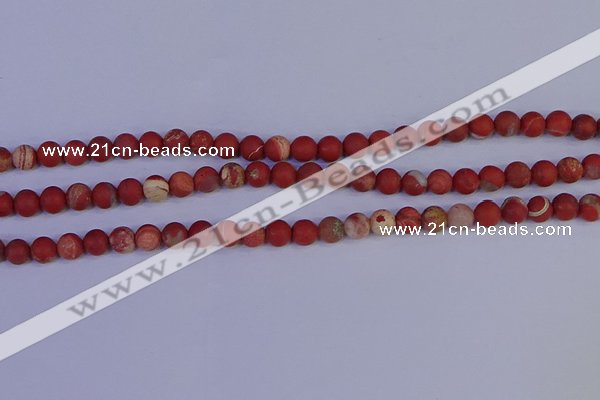 CRO931 15.5 inches 6mm round matte red jasper beads wholesale
