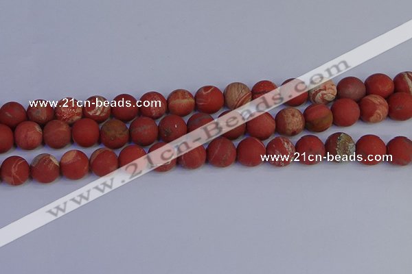 CRO934 15.5 inches 12mm round matte red jasper beads wholesale