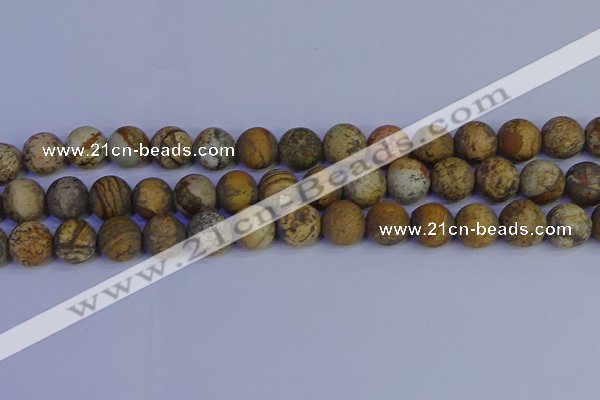 CRO974 15.5 inches 12mm round matte picture jasper beads wholesale