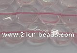 CRQ138 15.5 inches 12mm faceted coin natural rose quartz beads