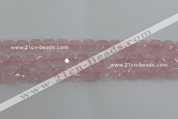 CRQ155 15.5 inches 12mm faceted square natural rose quartz beads