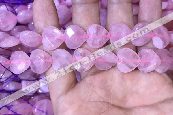 CRQ434 15.5 inches 14*14mm faceted heart rose quartz beads wholesale