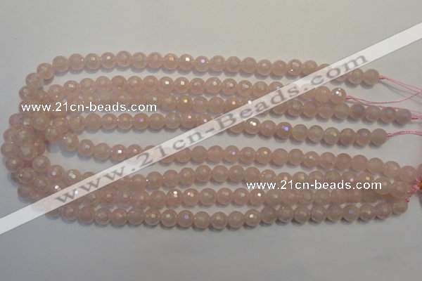 CRQ512 15.5 inches 8mm faceted round AB-color rose quartz beads