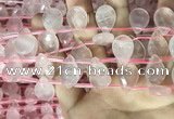CRQ563 Top drilled 13*18mm faceted briolette rose quartz beads