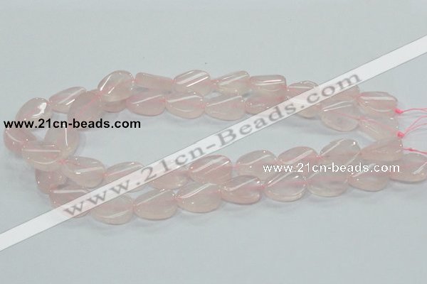 CRQ80 15.5 inches 15*20mm twisted oval natural rose quartz beads