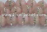CRQ821 15.5 inches 8mm round rose quartz with rhinestone beads