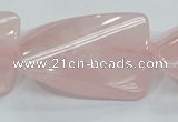 CRQ84 15.5 inches 30*40mm twisted rectangle natural rose quartz beads