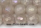 CRQ866 15 inches 8mm faceted round AB-color rose quartz beads