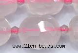 CRQ886 15 inches 12*16mm - 14*20mm faceted nuggets AB-color rose quartz beads