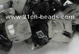 CRU08 15.5 inches 15*15mm faceted diamond black rutilated quartz beads