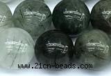 CRU1044 15 inches 12mm round green rutilated quartz beads
